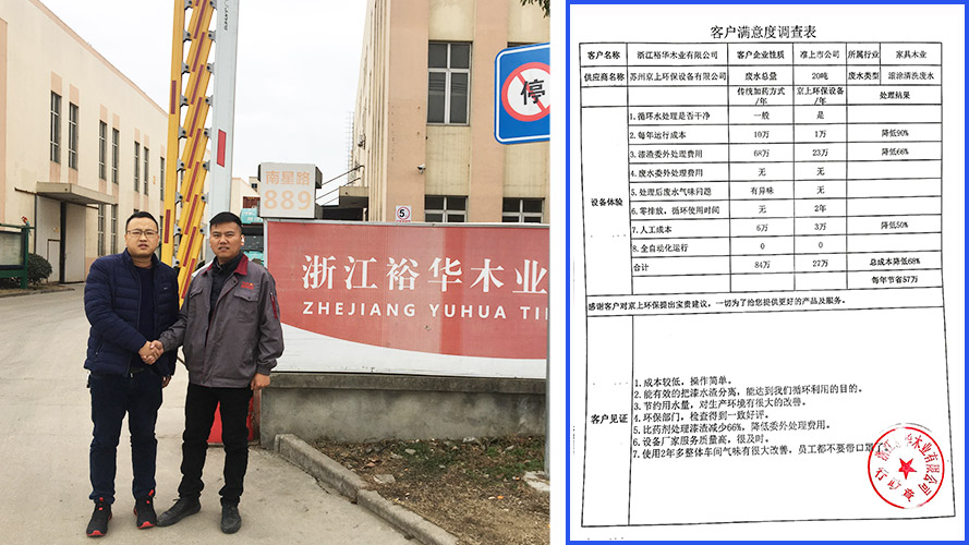 浙江裕華木業水性油漆廢水處理設備案例